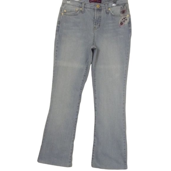 Jean Jones Jeans Femme – Taille 10 – Bootcut – Coton – Motif Floral – Très Bon état